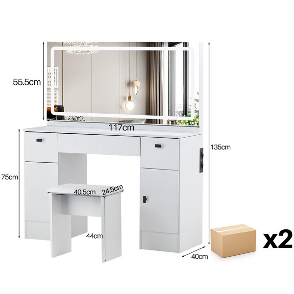 Latitude Run Ailea Dressing Table with Mirror & Reviews | Wayfair.co.uk